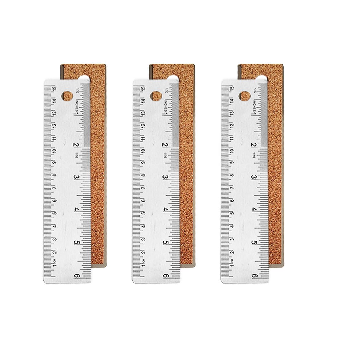 1 Pack 12-Inch Stainless Steel Metal Ruler with Non-Slip Cork Backing