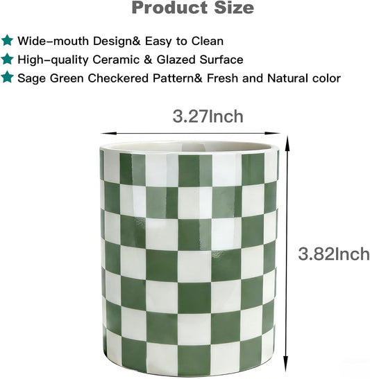 Ceramic Pen Holder for Desk, Sage Green