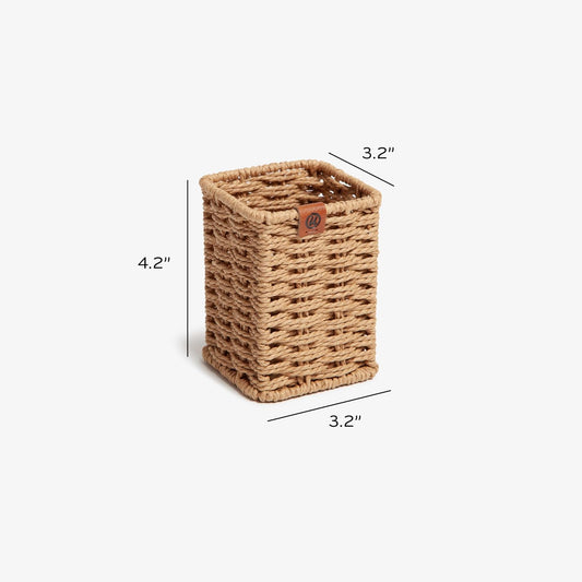 U Brands Pencil Cup, Pen Holder, Desktop Organizer, Wicker Woven Finish