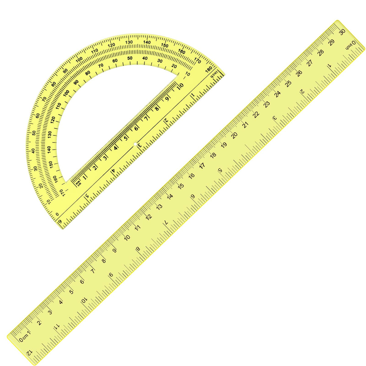 Zonon 2 Pcs 12 Inch Clear Ruler and 6 Inch Plastic Protractor Set, Blue
