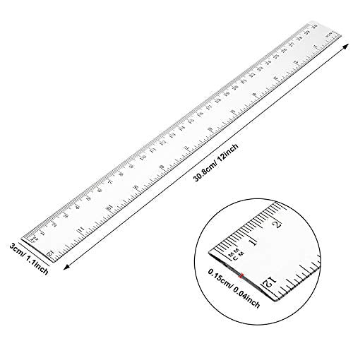Eboot 20 Pack 12 in Clear Plastic Rulers Bulk for Classroom, School, Office