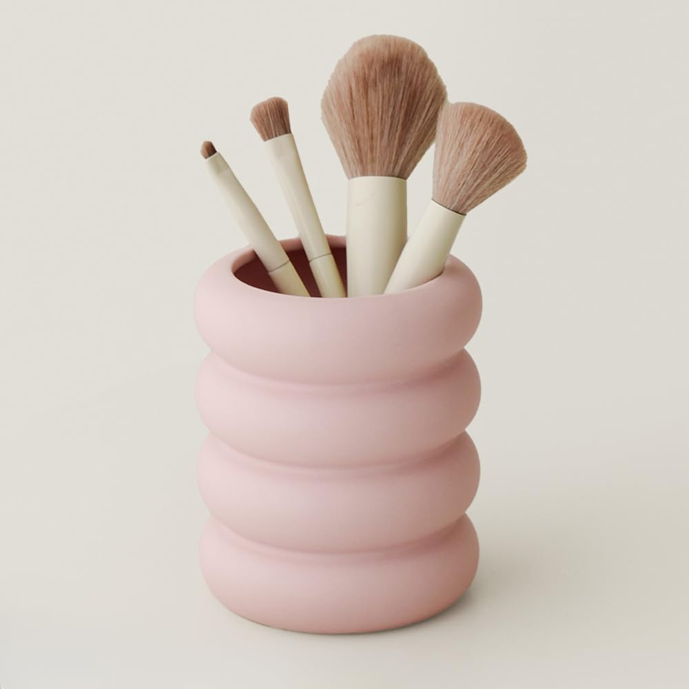 WENSHUO Ceramic Pen Holder, Pencil Holder, Cute Makeup Brush Holder, Crème