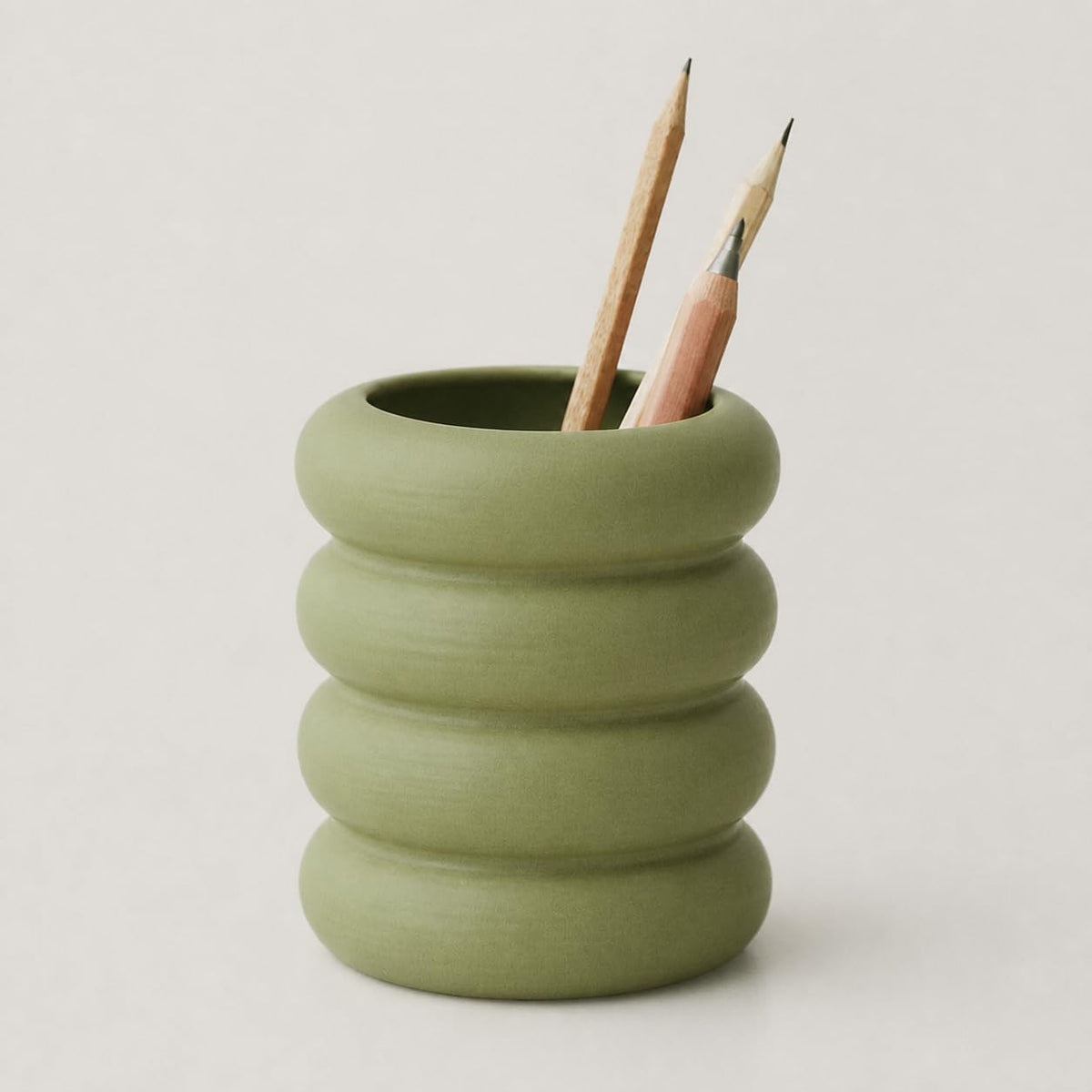 WENSHUO Ceramic Pen Holder, Pencil Holder, Cute Makeup Brush Holder, Crème