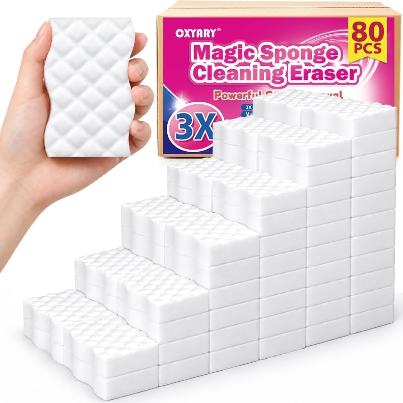 3X Density Magic Sponges Cleaning Eraser,80 Pack Stronger Melamine Foam