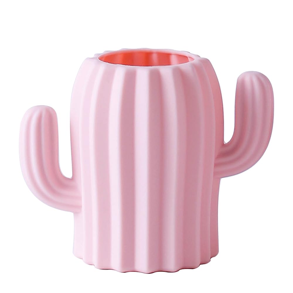 Silicone Pen Holder Cactus Cute Pencil Holder Cup Pot for Desk for Kids Office Decor Desk Organizer Makeup brush Holder Toothbrush Holder (Green)