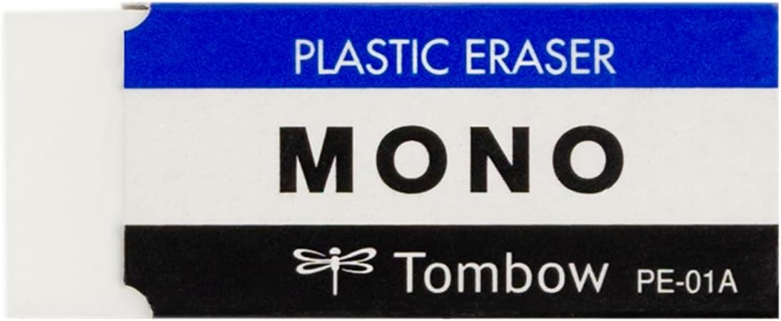 Tombow 57321 MONO Eraser, White, Small, 5-Pack. Cleanly Removes Marks