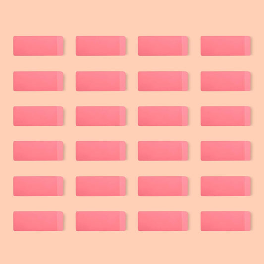 Amazon Basics Rectangular Erasers for School and Office, Pink, Art Eraser for Drawing, Stationery Supplies, 24 Count