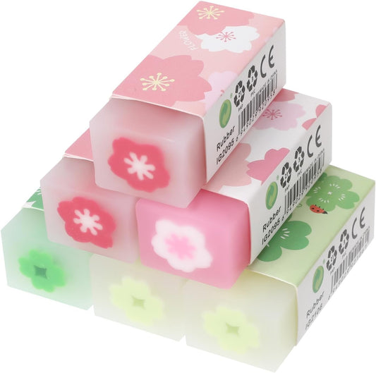 Erasers 6Pcs Rubber Eraser Cute Cartoon Plastic Pencil Erasers for School Office Kids Adults Plastic Rubber