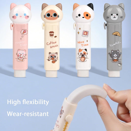 Retractable Pencil Eraser, Cute Erasers,Cat Eraser