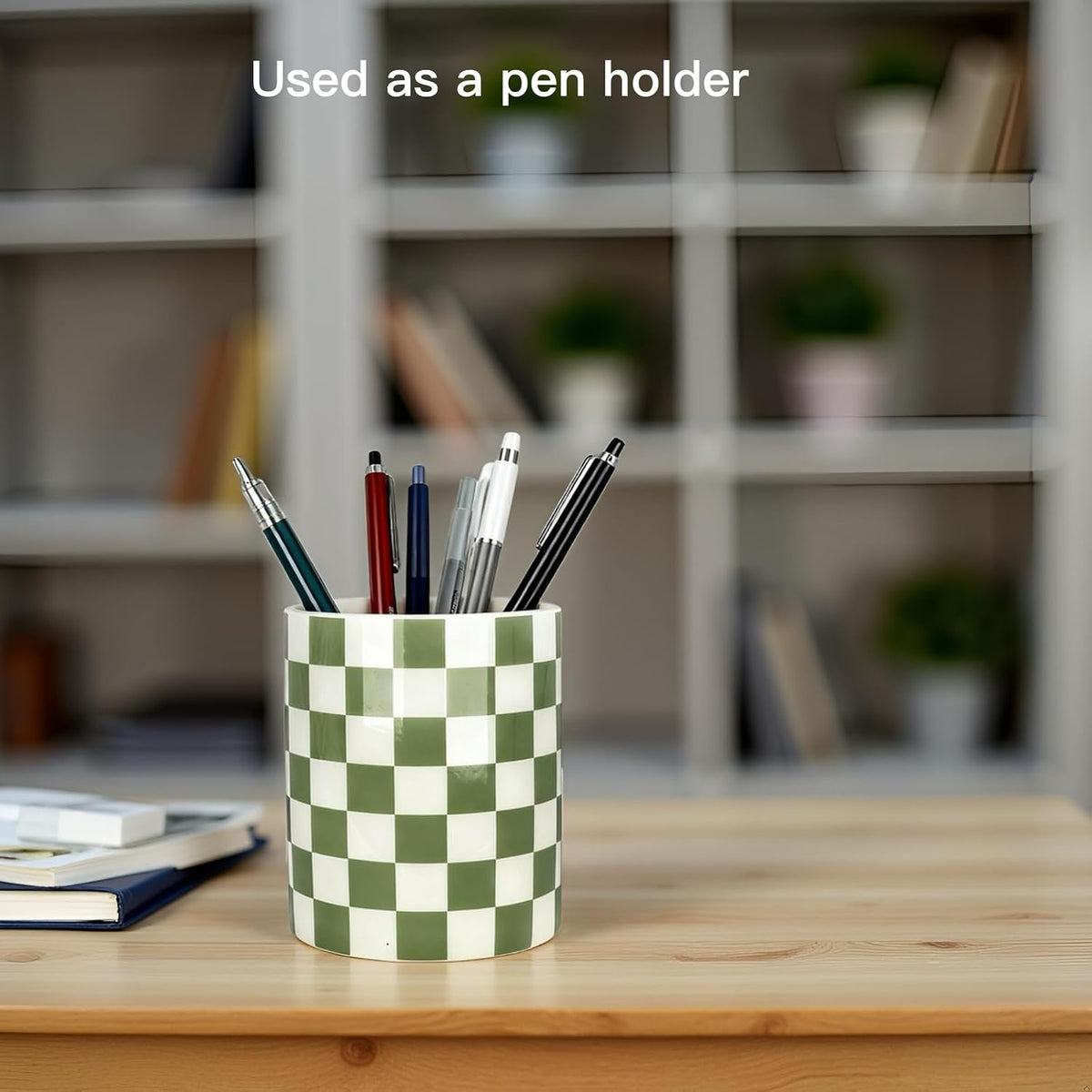 Ceramic Pen Holder for Desk, Sage Green