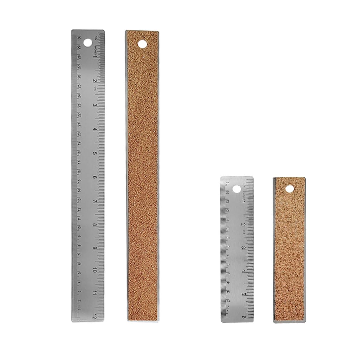 1 Pack 12-Inch Stainless Steel Metal Ruler with Non-Slip Cork Backing
