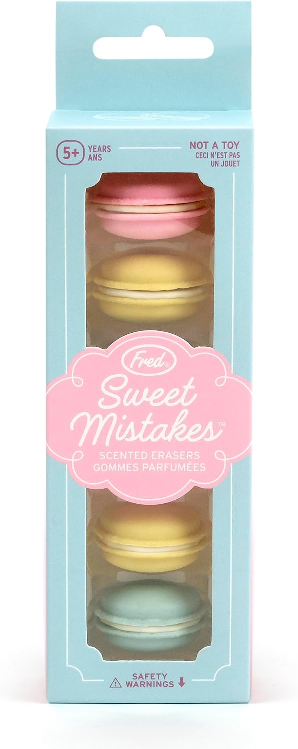 Genuine Fred Sweet Mistakes Macaron Erasers, Set of 6, Scented, Fun for School, Home, or Office