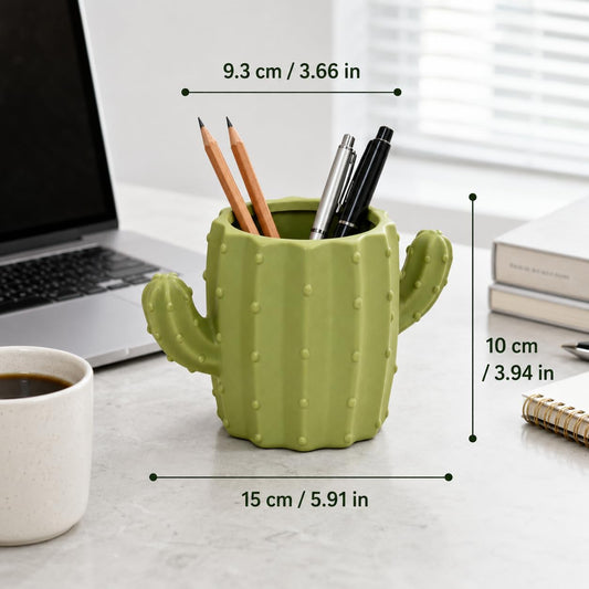 3D Printed Cactus Pen Holder, Cute Desk Organizer for Office Home Decor