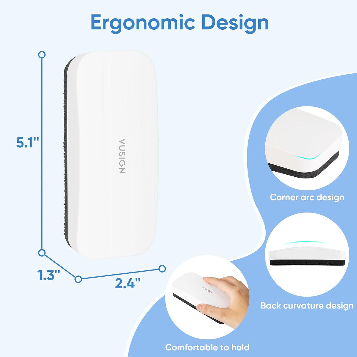VUSIGN Dry Erase Eraser, Magnetic White Board Eraser- 6 Pack, White