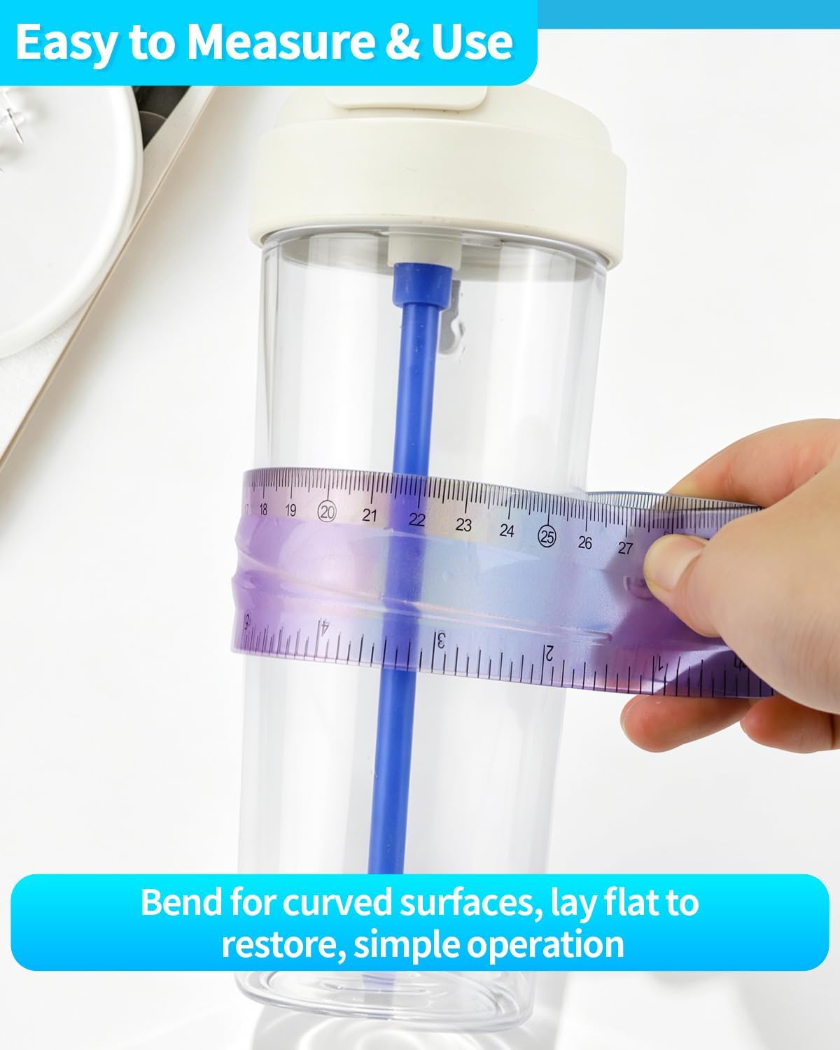2 Pcs 12 Inch Flexible Ruler, Bendable Plastic Ruler, Gradient-Colored Flexible Rulers with Centimeters and Inches for Students, School, Classroom and Office Use