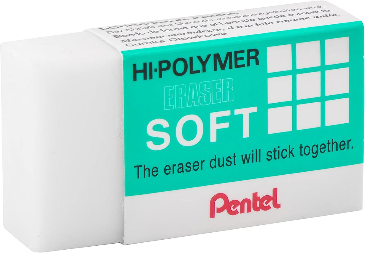 Pentel Hi-Polymer Soft Eraser, Pack of 6 (ZES08PF6)
