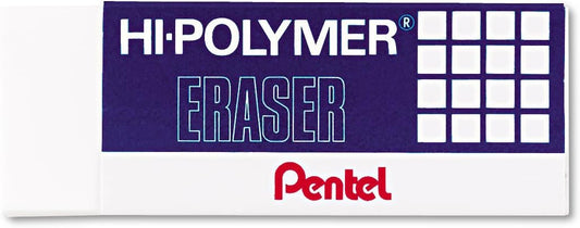 Pentel Super Hi-Polymer Eraser, Large, Nonabrasive, White (PENZEH10) (Pack of 2)