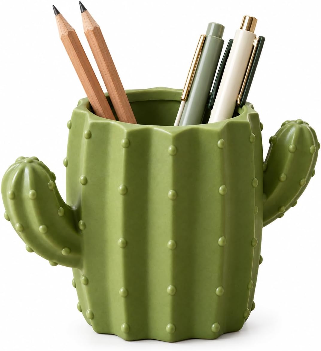 3D Printed Cactus Pen Holder, Cute Desk Organizer for Office Home Decor