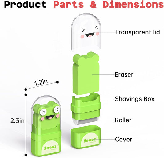 Sooez 12 Pack Pencil Erasers, Cute Animal Eraser with Clean Up Roller