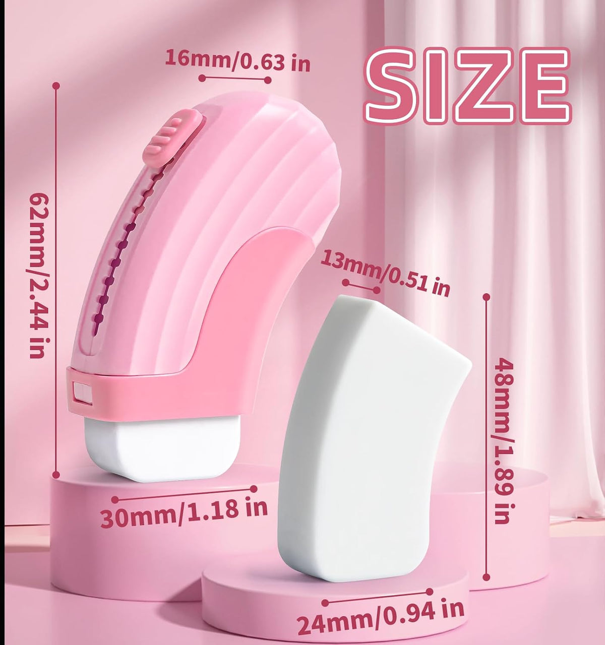 4+1 Pack Rubber Erasers Sliding Retractable Eraser - Pink