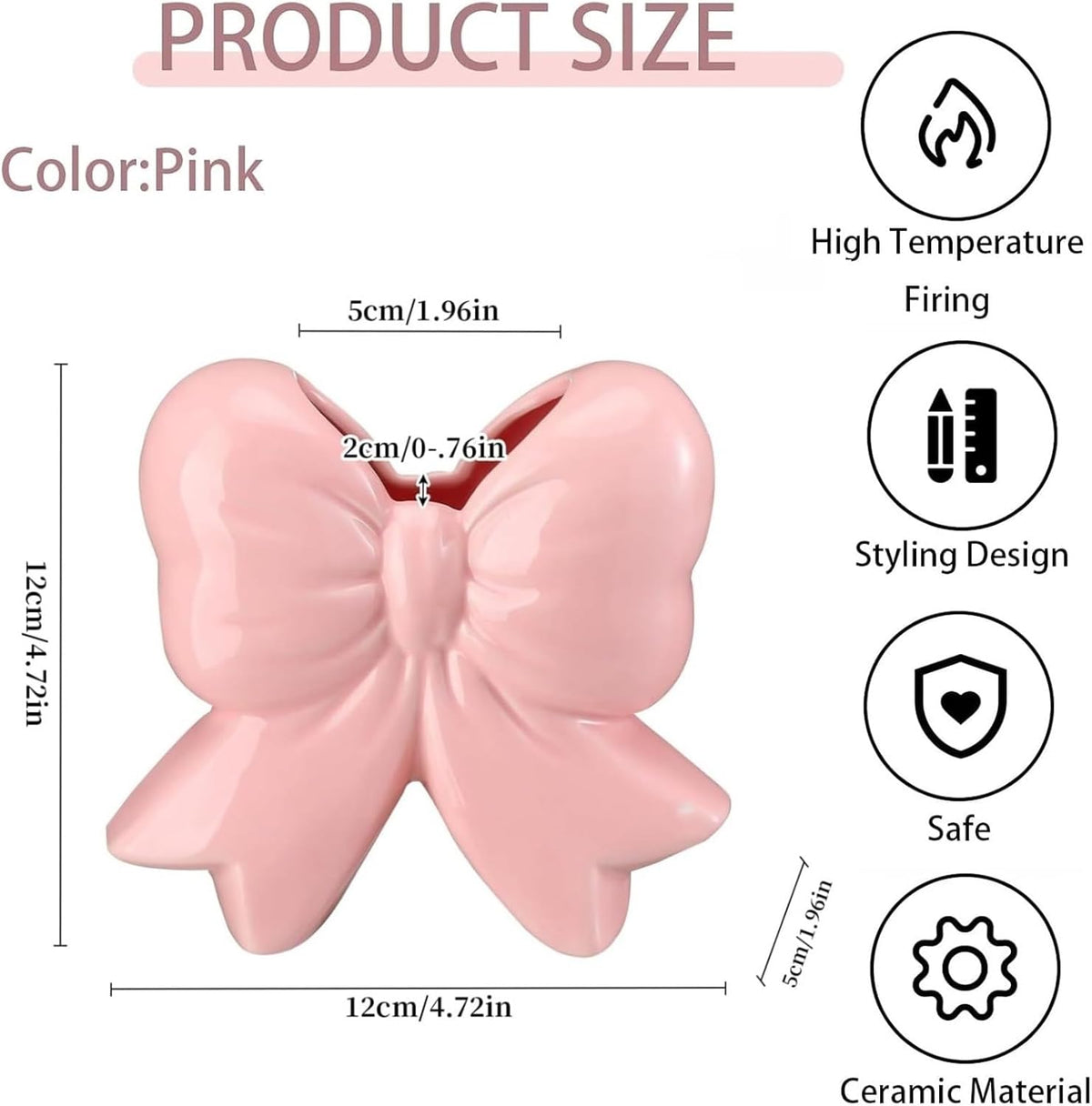 Bow Pen Holder for Desk, Coquette Ceramic Pencil Organizer Makeup Brush Holders with Bow, School Supplies Cute Office Decor, Back to School Accessories for Teachers Appreaction Gift for Women(pink)