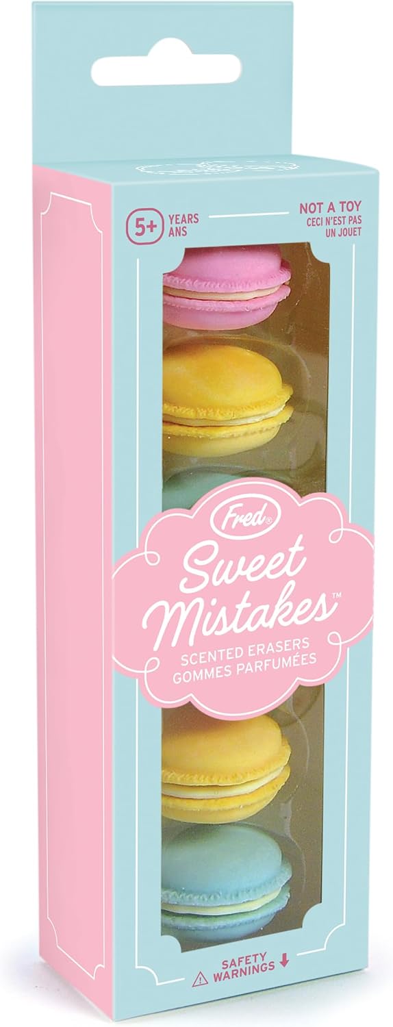 Genuine Fred Sweet Mistakes Macaron Erasers, Set of 6, Scented, Fun for School, Home, or Office
