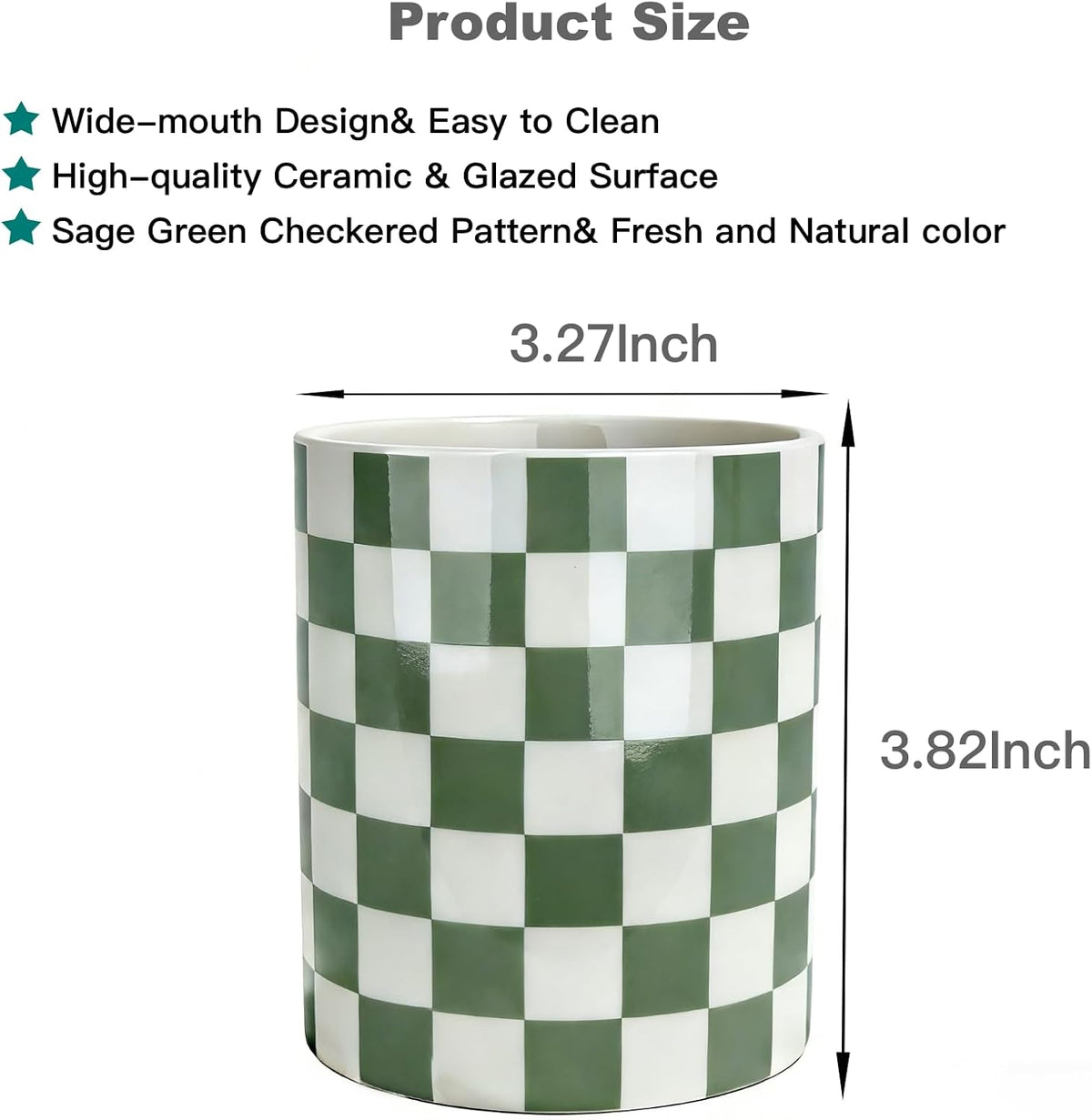 Ceramic Pen Holder for Desk, Sage Green