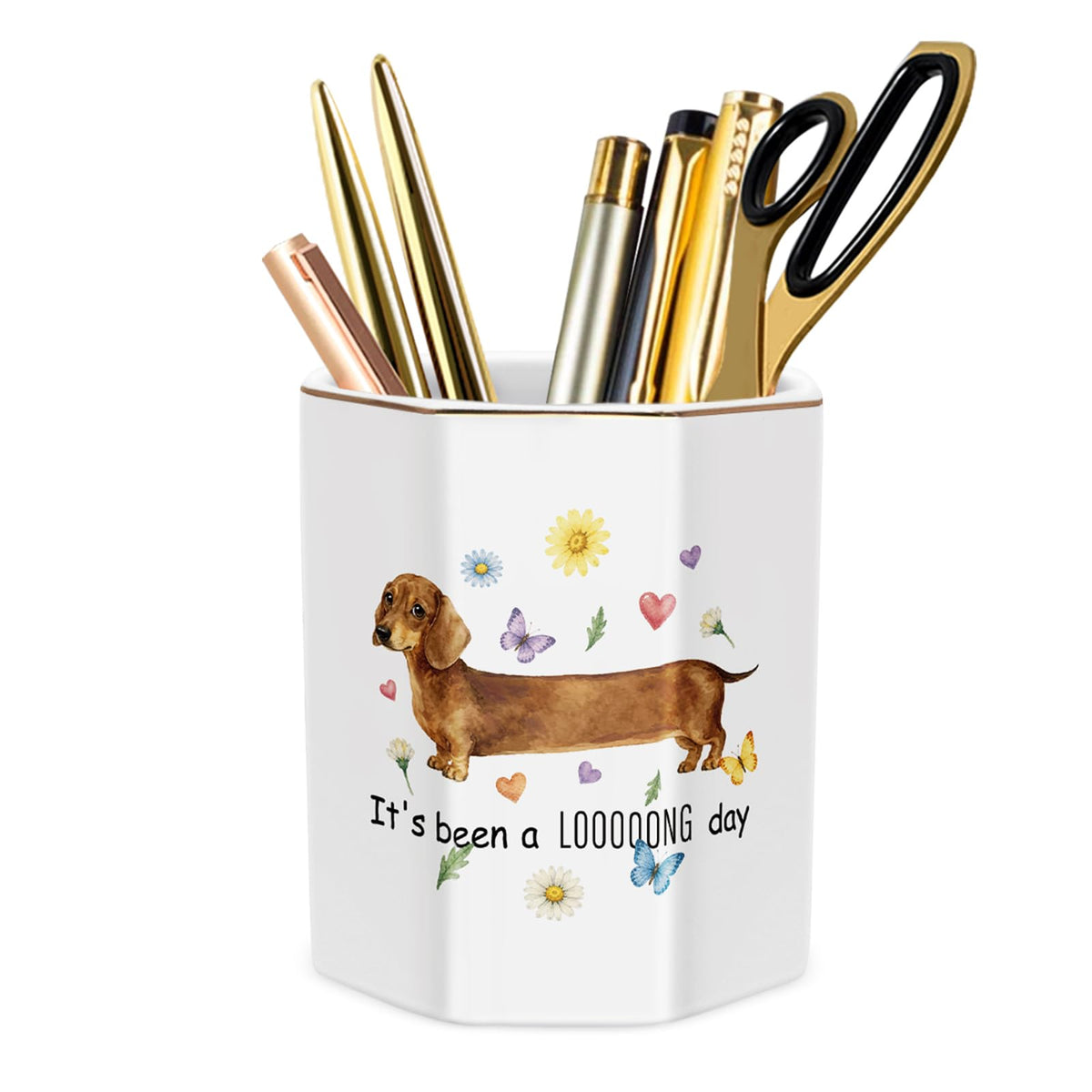 Ceramic Marble Pen Holder, Cute Stationery Holder for Office, Makeup Brush Holder for Girl Women, Colorful Green