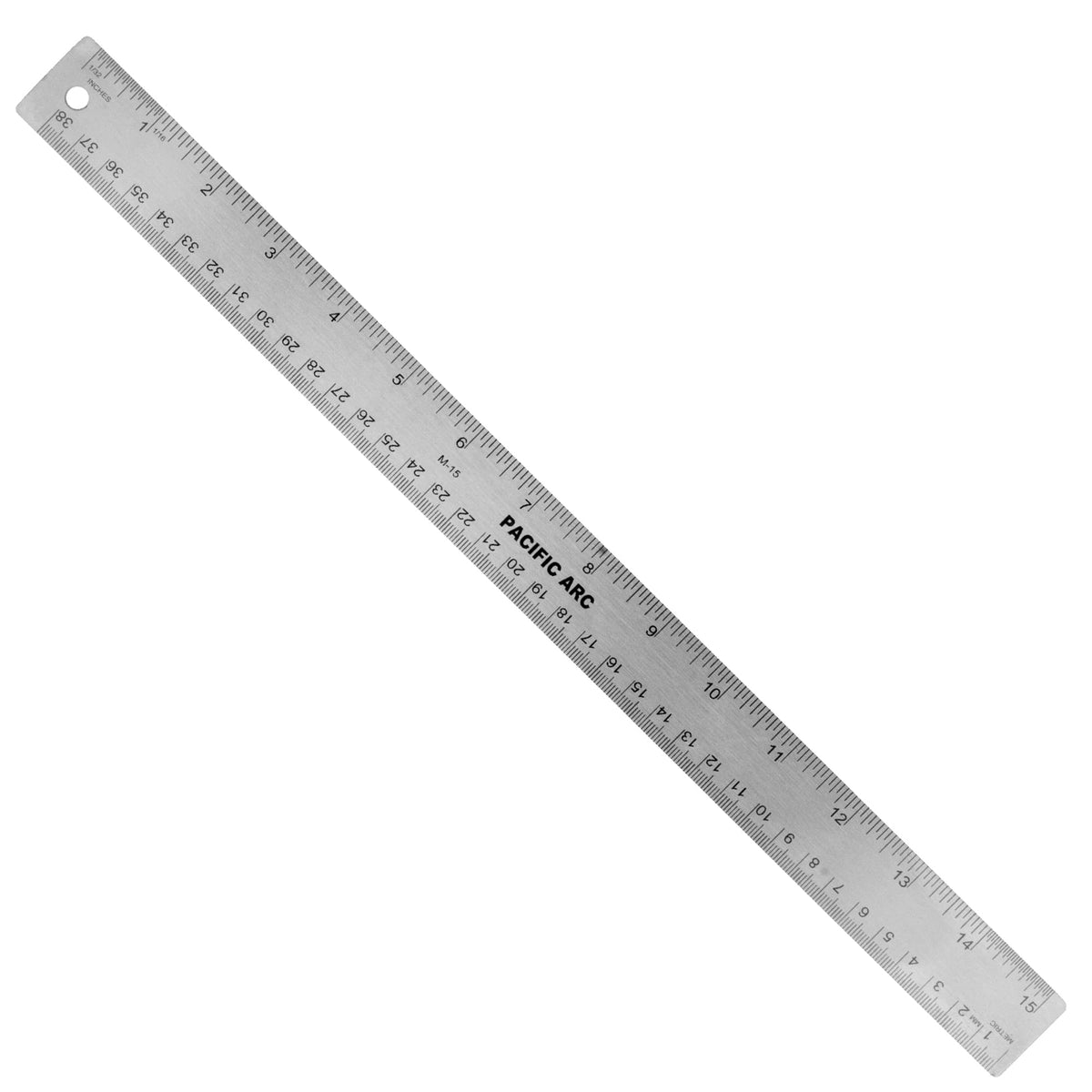 Pacific Arc Stainless Steel 12 Inch Metal Ruler Non-Slip Cork Back, with Inch and Metric Graduations