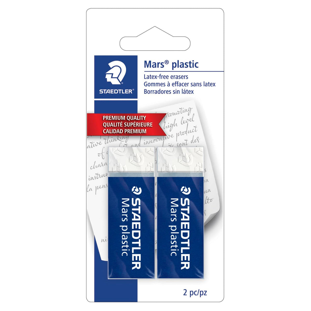 STAEDTLER Mars Plastic Vinyl Erasers (2-Pack), White Erasers for Clean & Precise Results - Latex-Free, Minimal Crumbling, Made in Germany