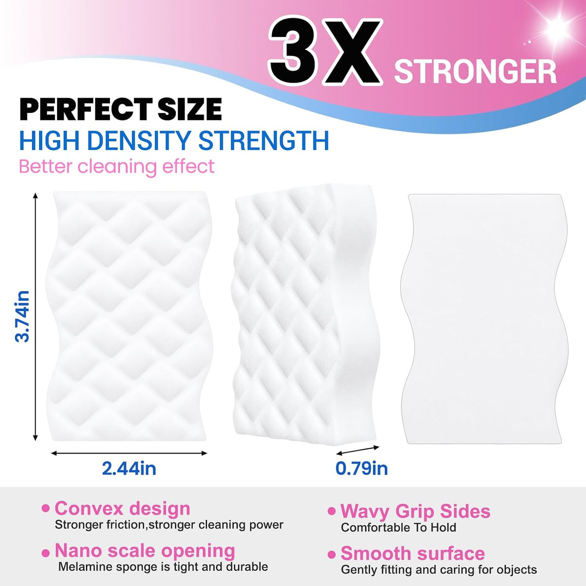3X Density Magic Sponges Cleaning Eraser,80 Pack Stronger Melamine Foam