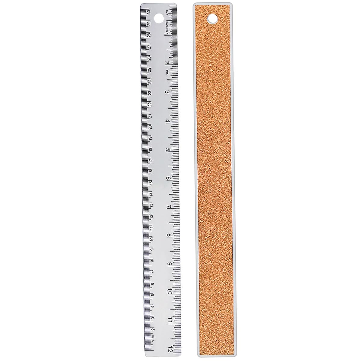 Metal Ruler 6 Inch 12 Inch Stainless Steel Metal Ruler with Cork Backing, Non-Slip Rulers with Inch and Centimeters, Straight Edge Cork Base Rulers for Student School Office Drafting Tools