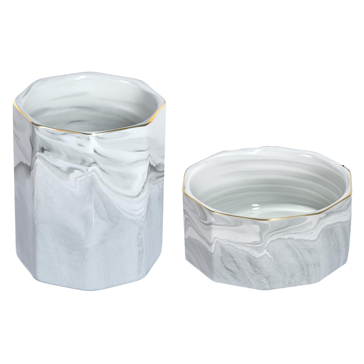 Concrete Desk Accessories Set, Pen Holder and Paperclip Holder for Office
