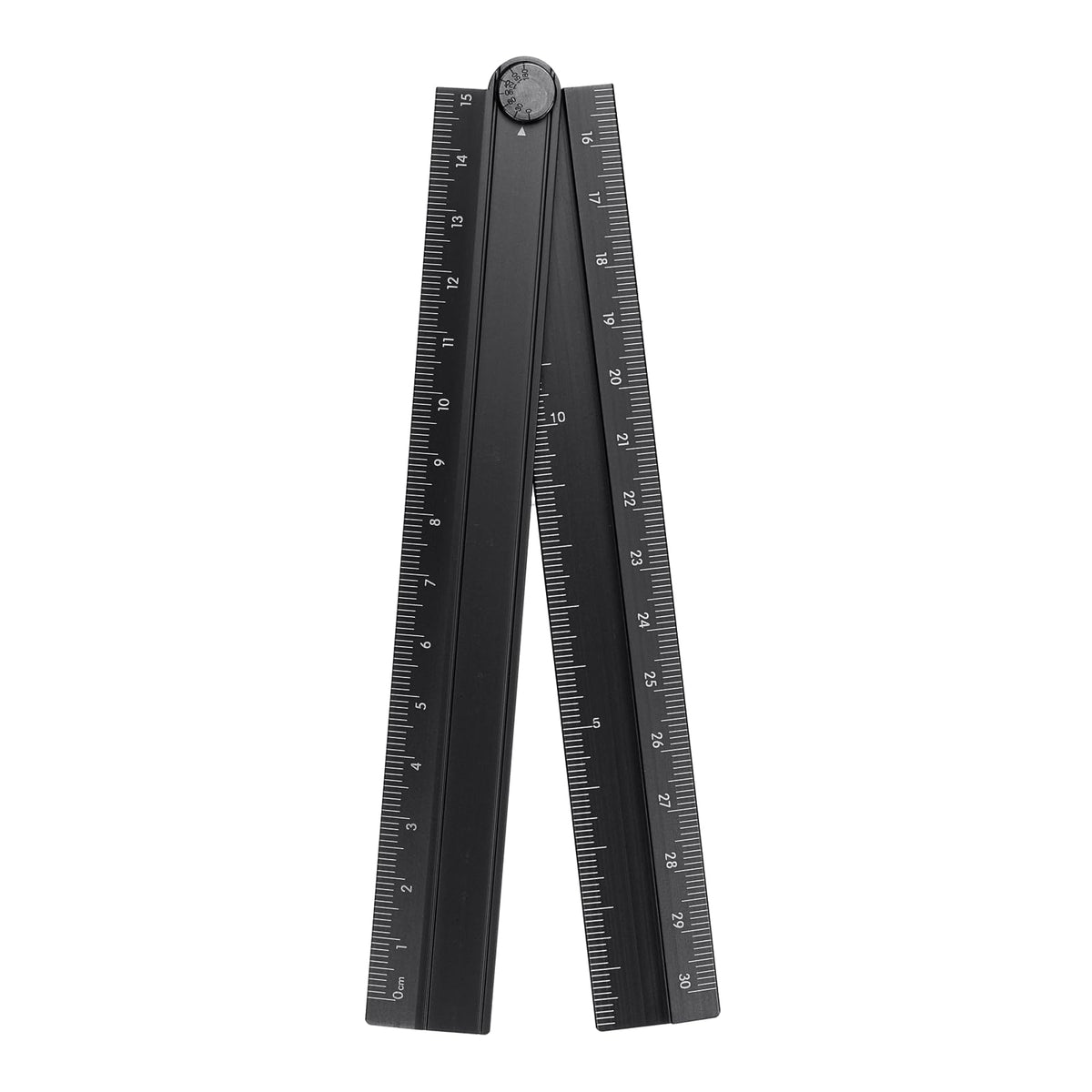 HARFINGTON Folding Straight Ruler 30cm Aluminum Alloy Protractor Black
