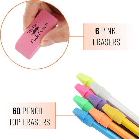 Mr. Pen- School Eraser Combination Set, 60 Pack, Assorted Colors