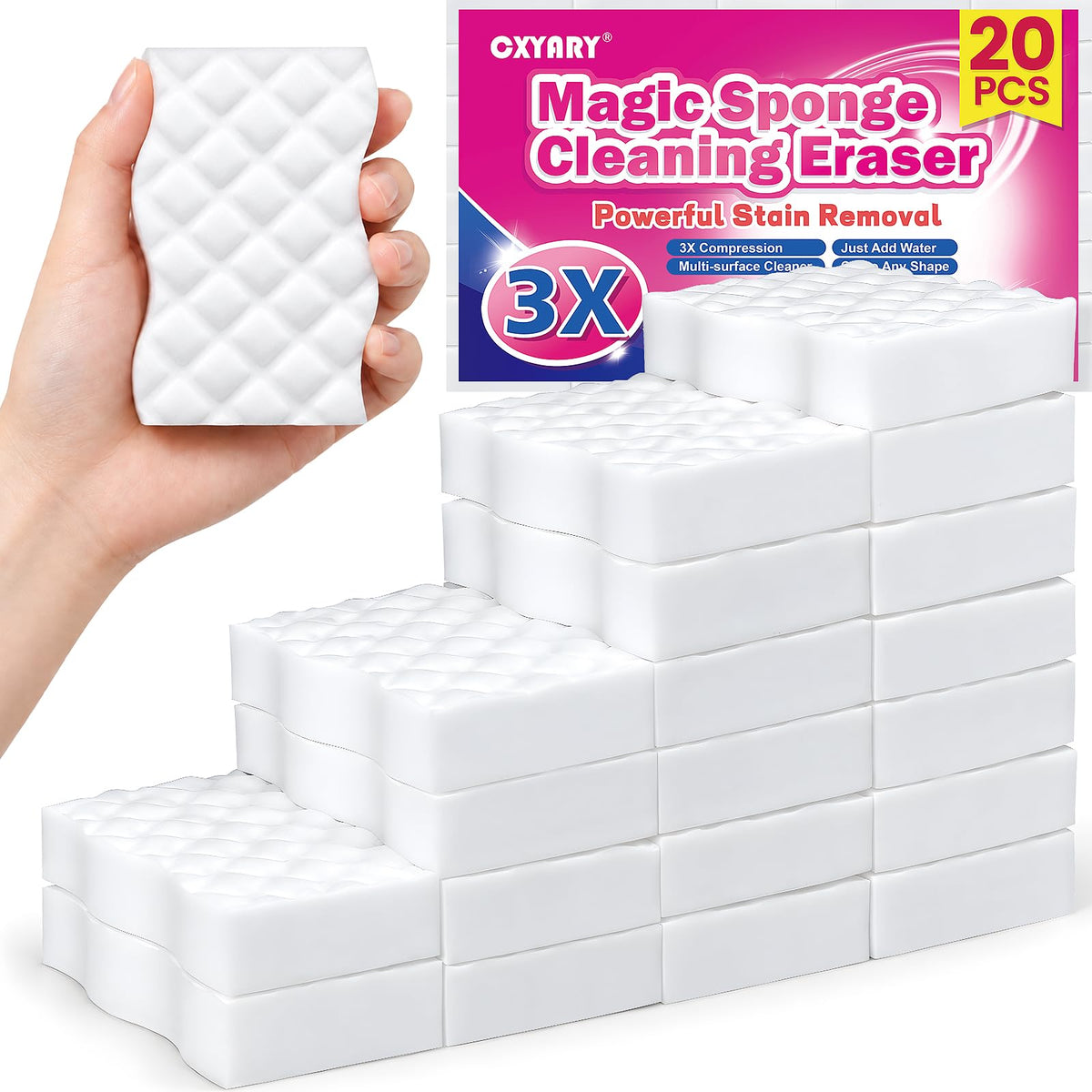 3X Density Magic Sponges Cleaning Eraser,80 Pack Stronger Melamine Foam