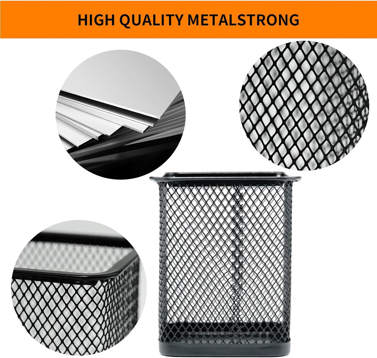 HSYMQ Pen Holder for Desk, Wire Mesh Pencil Cup Holder for Desk Organizer for Office Supplies