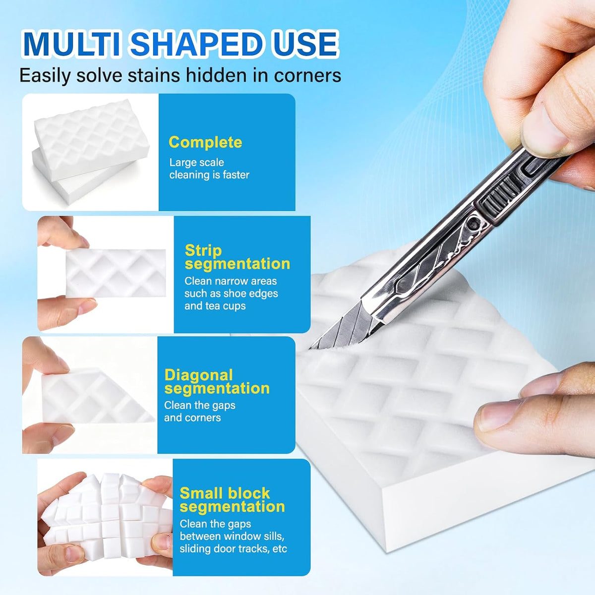 100Pack 2X Magic Sponges Cleaning Eraser, Density Stronger Melamine Sponge