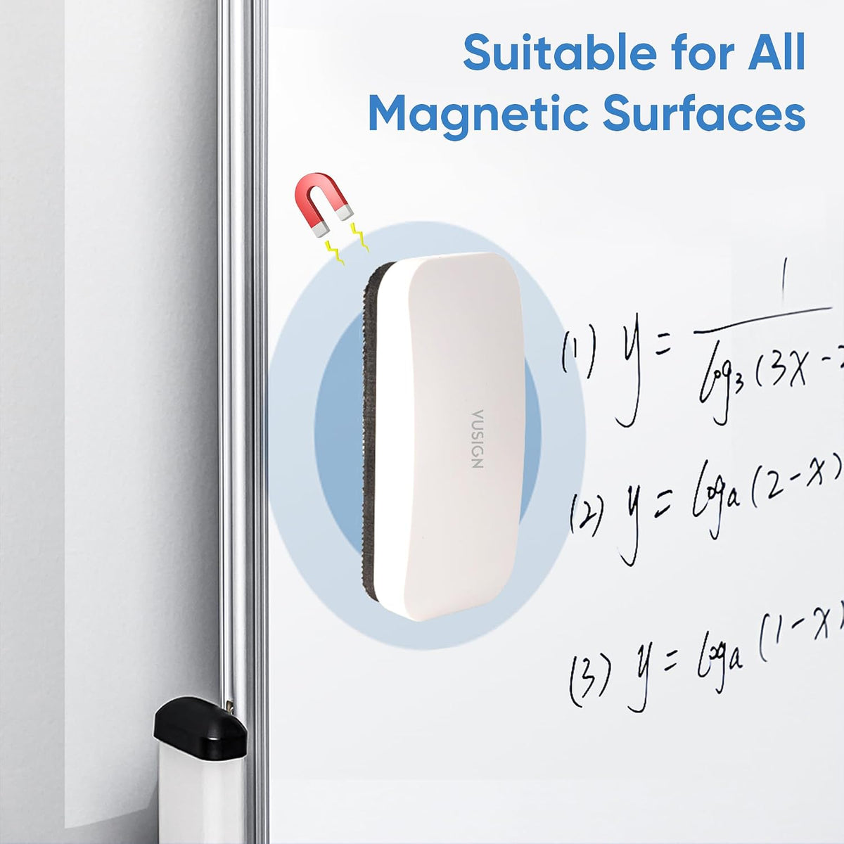 VUSIGN Dry Erase Eraser, Magnetic White Board Eraser- 6 Pack, White