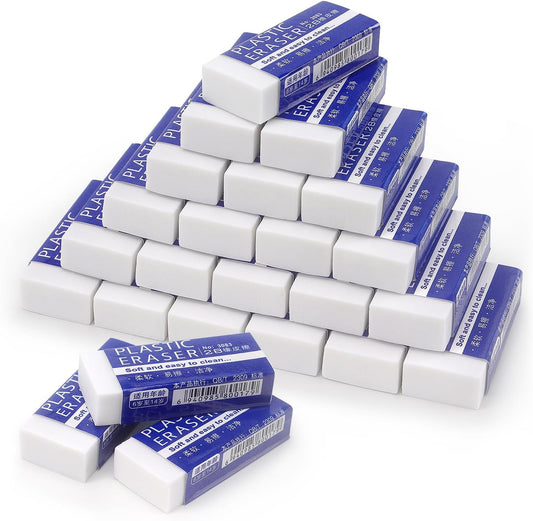 Tamaki Erasers, Large, White, 24 Pack