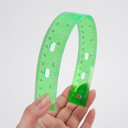 Rulers with Holes for Three-Ring Binders for School Supplies, Flexible Ruler 12 Inch for Classroom, Matrix Ruler Clear 6 Pack