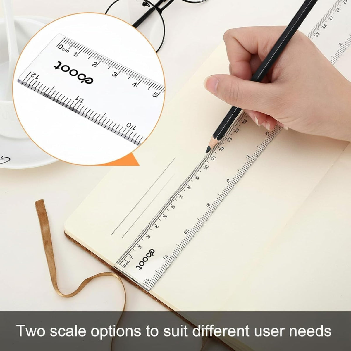 Eboot 20 Pack 12 in Clear Plastic Rulers Bulk for Classroom, School, Office
