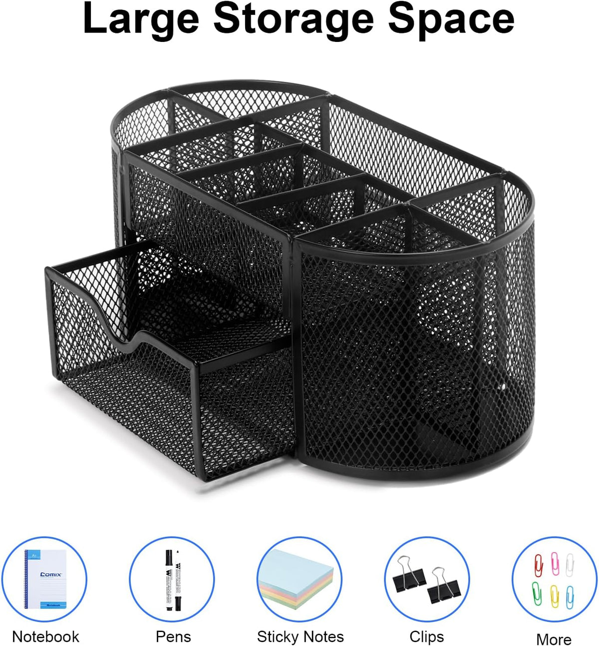 Comix Mesh Pen Holder, Desk Organizer for Home Office, Black