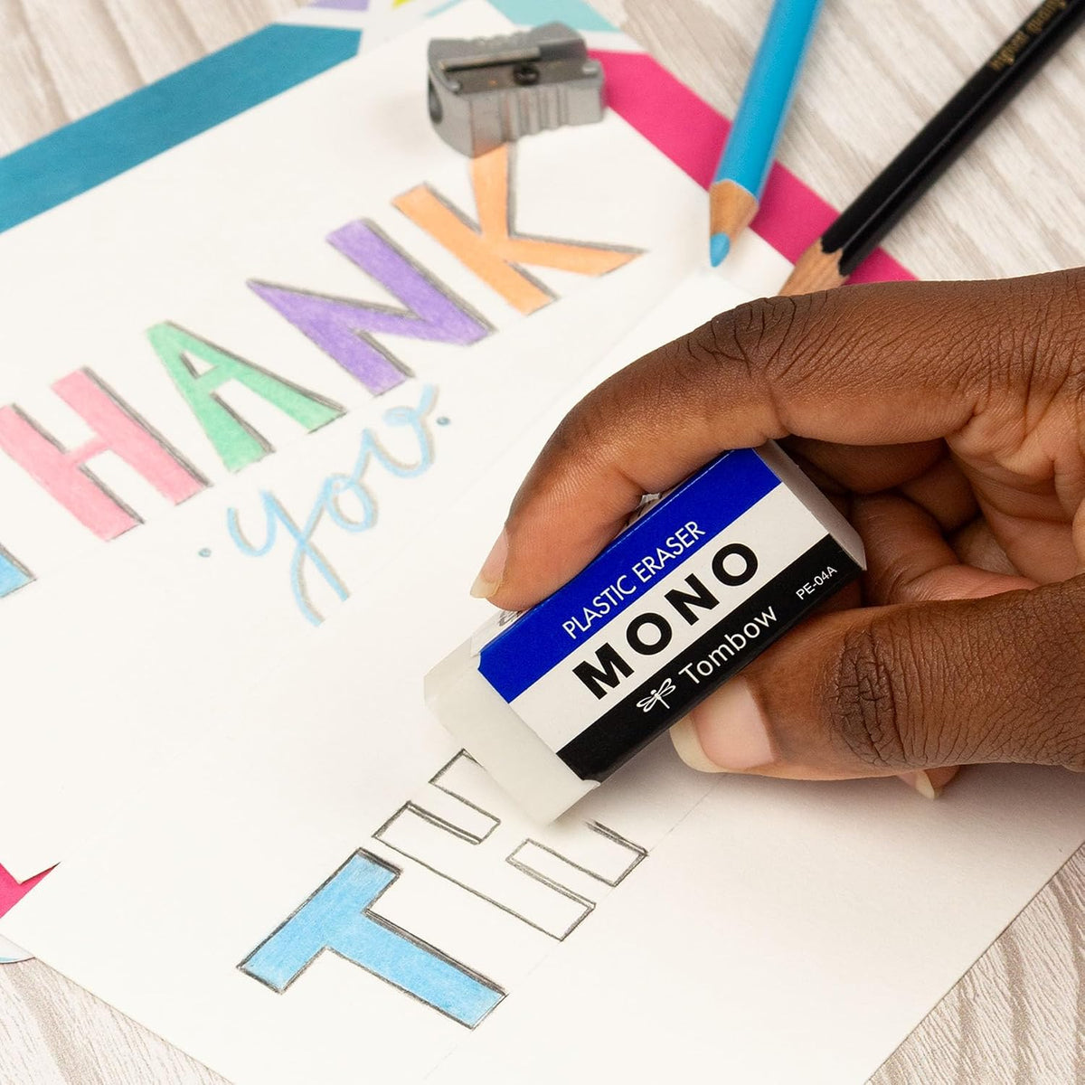 Tombow 57324 MONO Eraser, White, Medium, 3-Pack. Cleanly Removes Marks