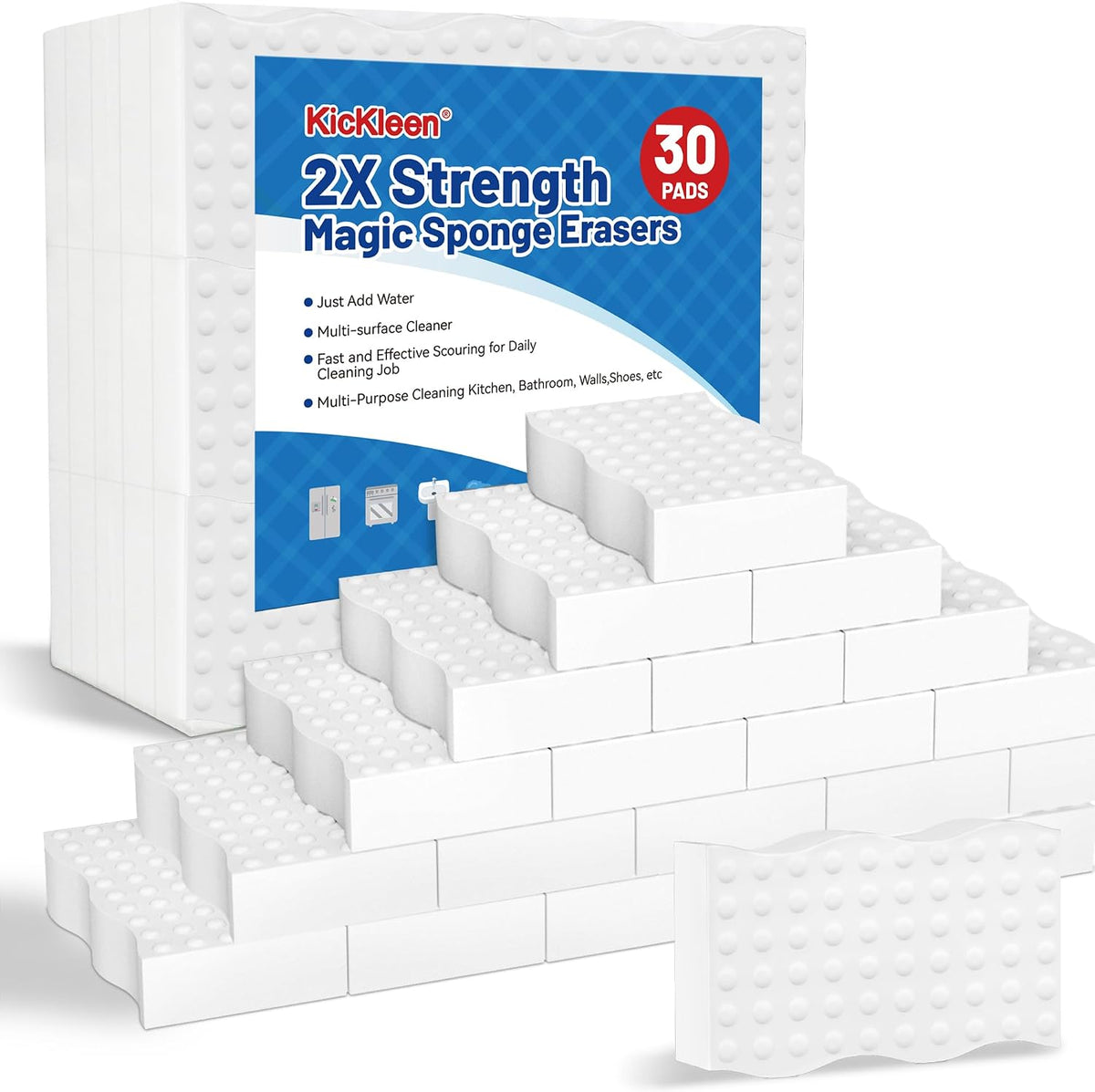 30 Pack Magic Sponges Cleaning Eraser, 2X Density Melamine Sponges