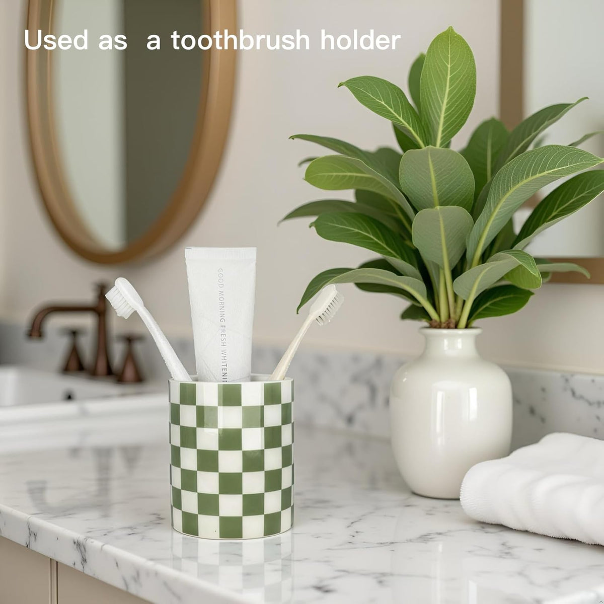 Ceramic Pen Holder for Desk, Sage Green