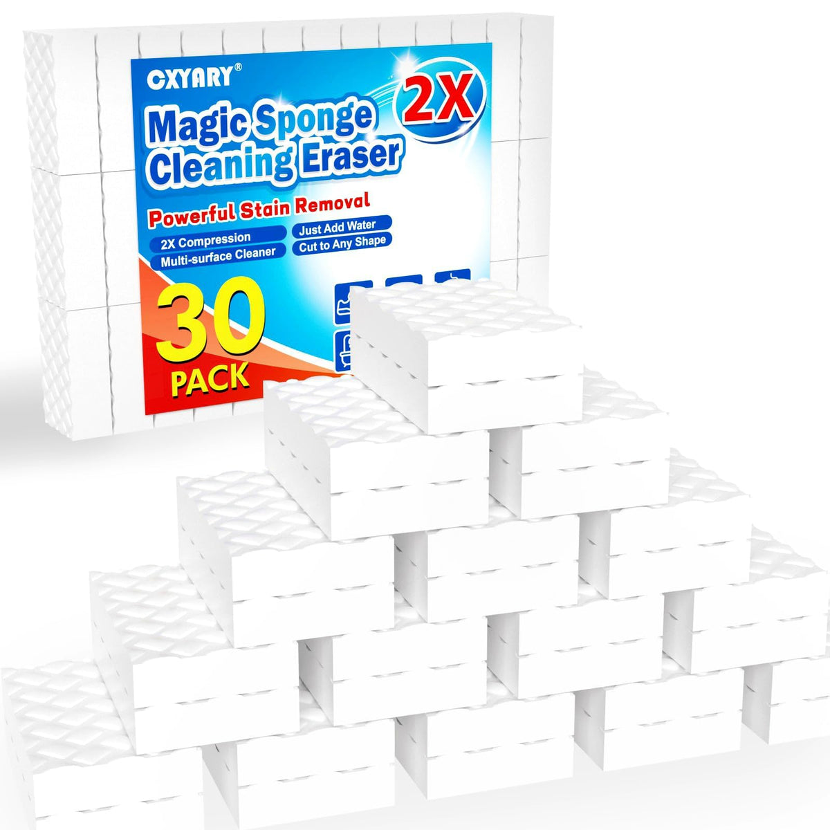 100Pack 2X Magic Sponges Cleaning Eraser, Density Stronger Melamine Sponge