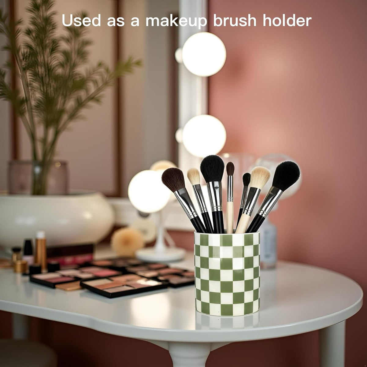 Ceramic Pen Holder for Desk, Sage Green