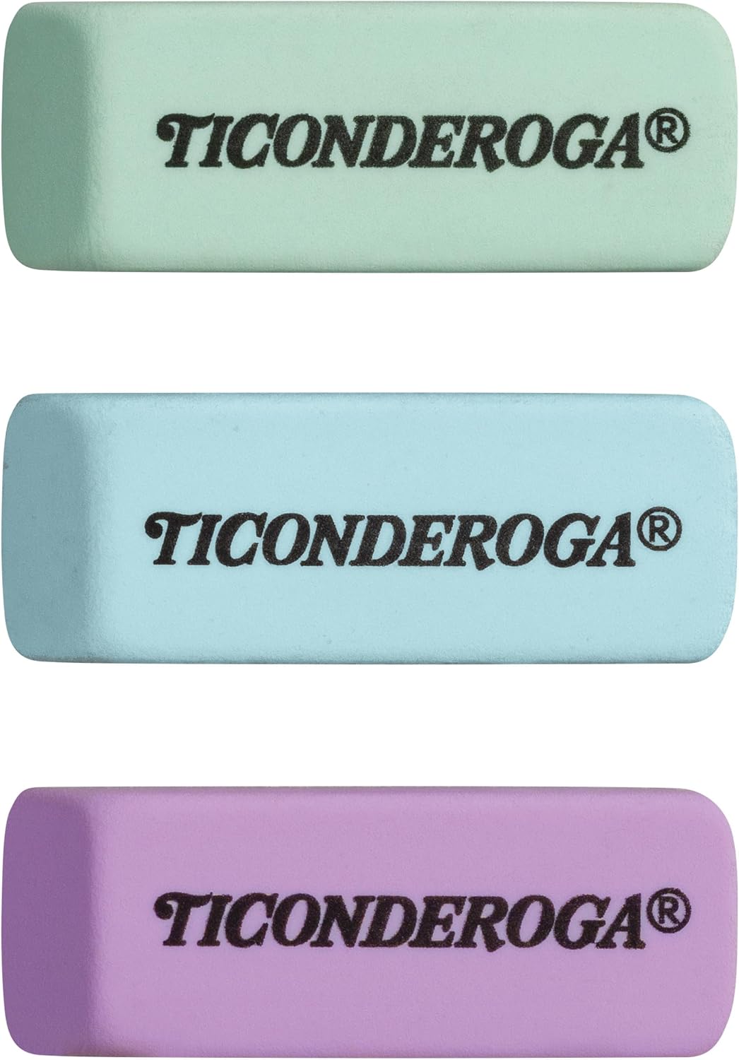 Ticonderoga Wedge Erasers, Pastel Colors, 3 Count
