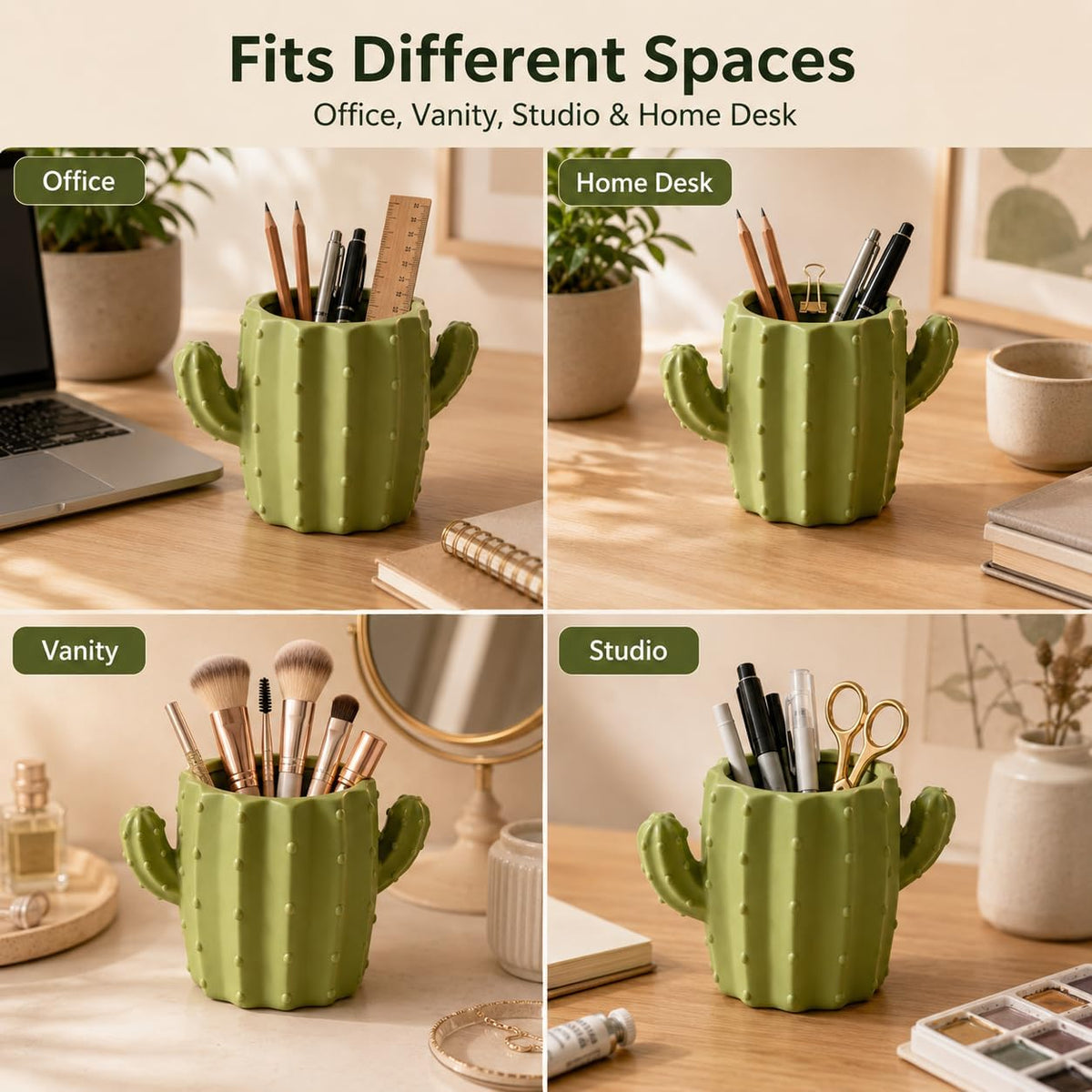 3D Printed Cactus Pen Holder, Cute Desk Organizer for Office Home Decor